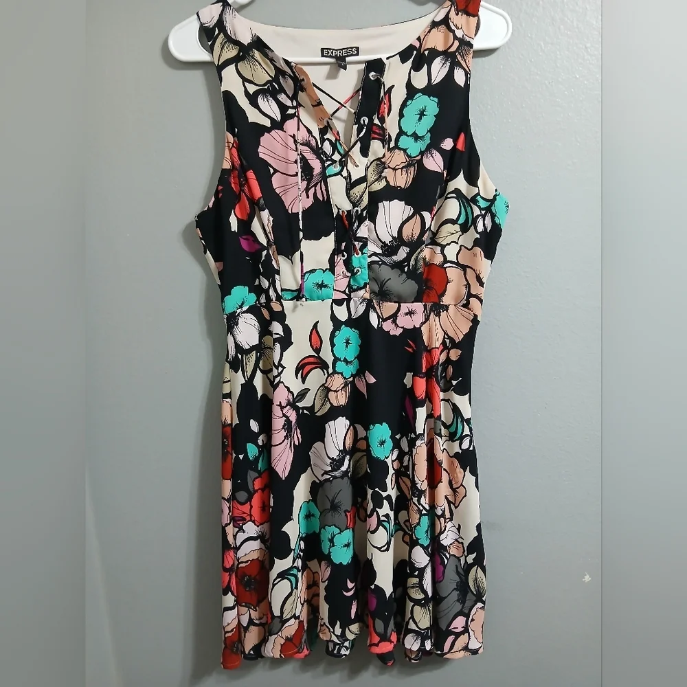 Express Multicolor Floral Mini‎ Dress
